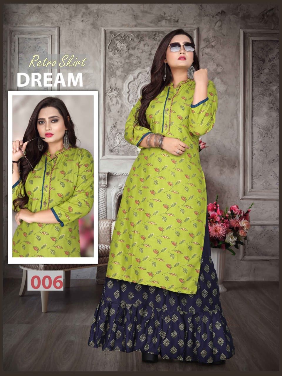 Aagya Retro Skirt 2 Rayon Printed Ethnic Wear Kurti With Skirt Collection